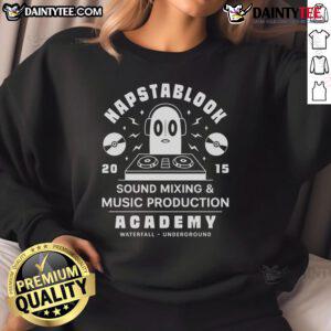 Cute Napstablook sound mixing emblem sweatshirt featuring a playful design for music lovers and fans of Undertale.