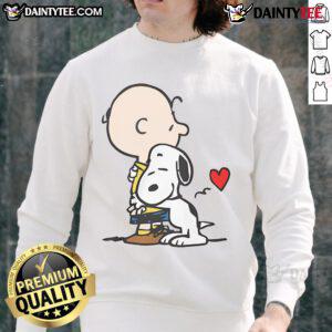 Cute Peanuts Snoopy hug sweatshirt featuring Snoopy and Woodstock in a cozy design, perfect for fans of the Peanuts gang.