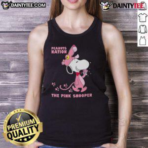 Adorable Cute Snoopy Peanuts Nation pink tank top featuring Snoopy design, perfect for fans of the beloved cartoon.
