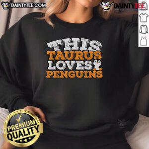 Cute sweatshirt featuring a Taurus design with penguins, perfect for astrology and animal lovers.