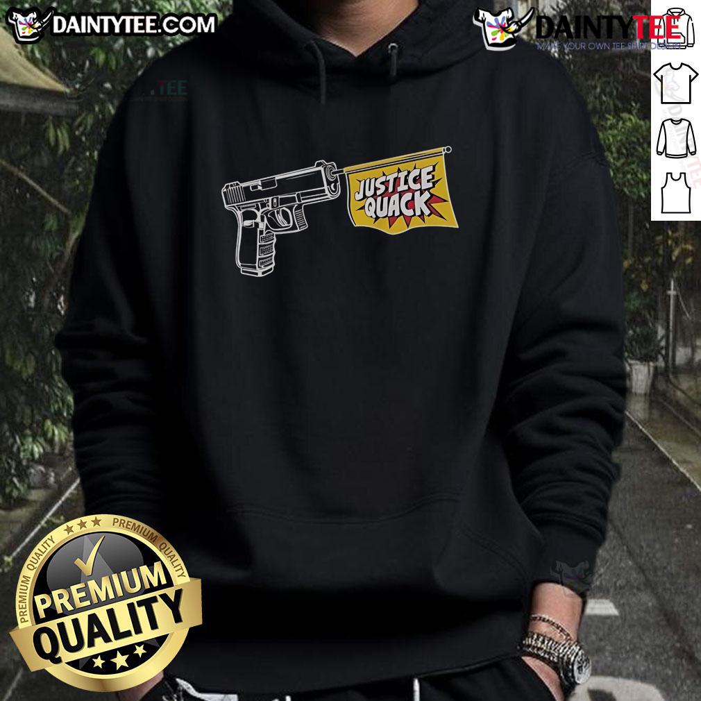 Funny donut operator justice quack hoodie featuring a whimsical design with cartoon donuts and a playful duck.