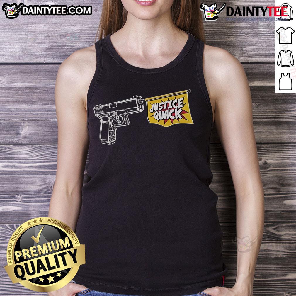 Funny donut operator justice tank top featuring a quirky duck design, perfect for casual wear and donut lovers.