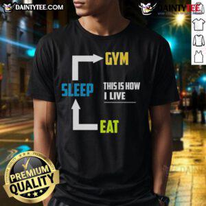 Funny Eat Sleep Gym T-Shirt featuring a humorous design, perfect for fitness enthusiasts and casual wear.