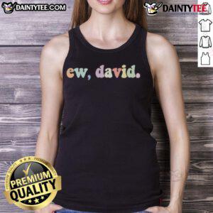 Colorful tank top featuring a humorous 'Ew, David' design, perfect for casual summer outfits and fans of quirky fashion.
