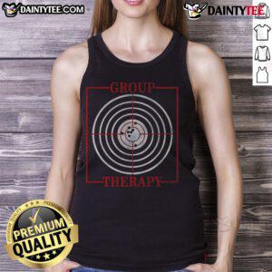 Funny group therapy tank top featuring a gun target shooting design for humorous relaxation and stress relief.