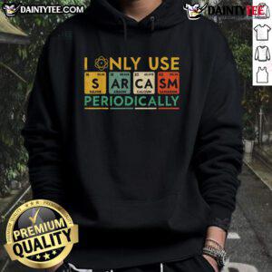 Alt Text: Funny 'I Only Use Sarcasm Periodically' Hoodie featuring humorous design, perfect for sarcastic apparel lovers.