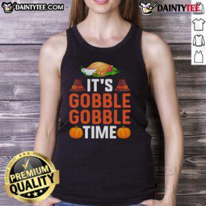 Funny Thanksgiving tank top featuring 'Gobble Gobble Time' design, perfect for holiday celebrations and casual wear.