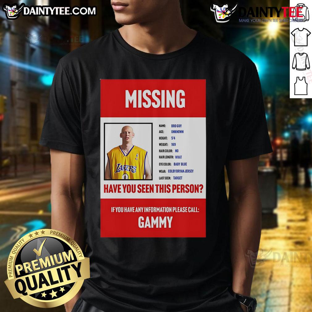 Funny missing bro guy t-shirt design featuring a humorous plea, perfect for friends looking for a laugh.
