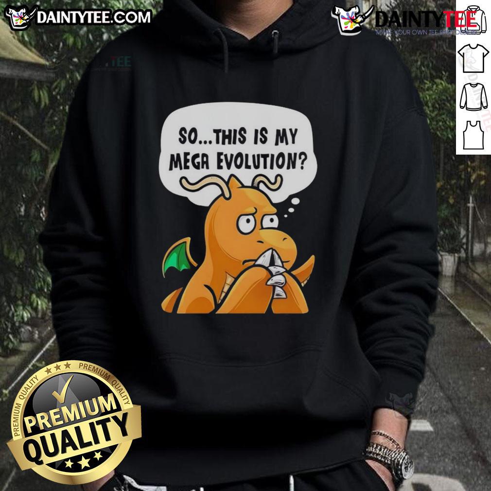 Funny 'So This Is My Mega Evolution' Pokmon anime character hoodie, perfect for fans and collectors of Pokmon merchandise.