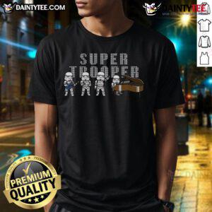 Funny Star Wars Supertrooper Storm Trooper Band T-Shirt featuring a humorous design for fans of the iconic franchise.