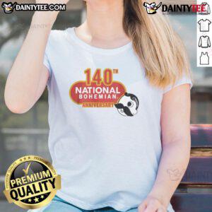 Good 140th Anniversary Logo on National Bohemian Ladies Tee, celebrating a historic milestone in style.