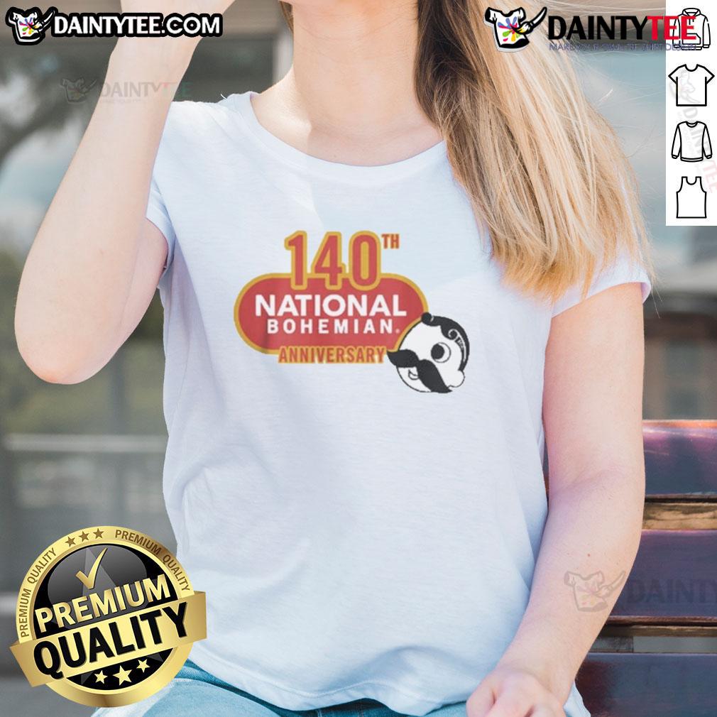 Good 140th Anniversary Logo on National Bohemian Ladies Tee, celebrating a historic milestone in style.