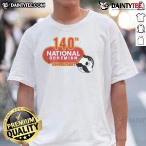 Alt Text: Good 140th Anniversary Logo National Bohemian T-Shirt featuring vintage design and bold graphics, perfect for fans.