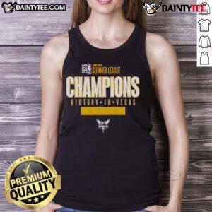Good Charlotte Hornets 2025 Summer League Champions celebrate in Vegas, wearing stylish tank tops after their victory.