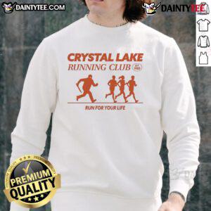 Alt Text: Good Crystal Lake Running Club 'Run For Your Life' sweatshirt established in 1980, featuring a sporty design.