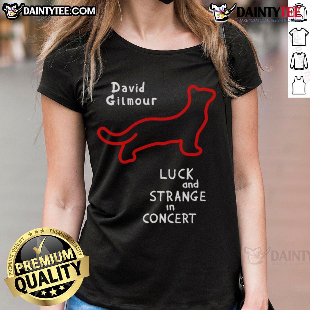 Alt Text: Good David Gilmour red lights black cat ladies tee featuring vibrant colors and a stylish design for music fans.