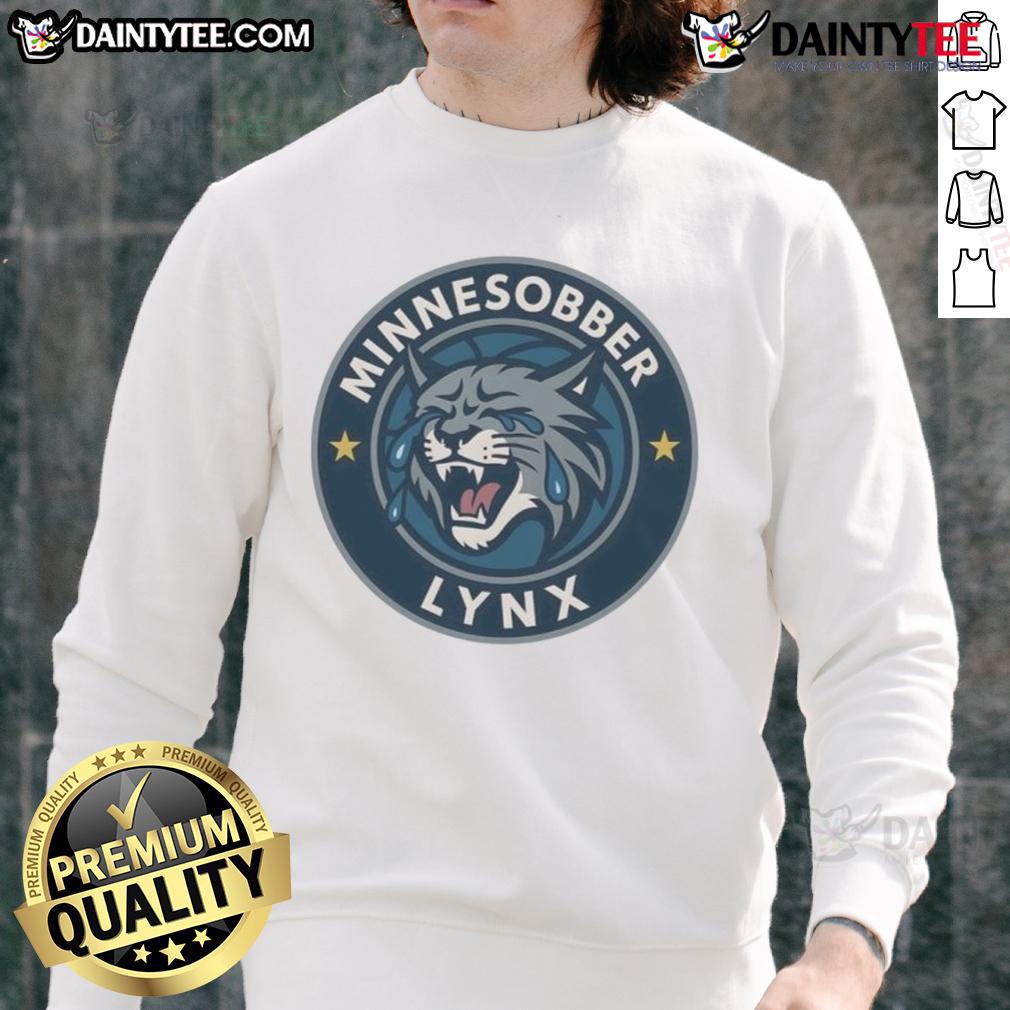 Alt Text: Good Minnesobber Lynx logo parody sweatshirt featuring a playful design and vibrant colors, perfect for sports fans.