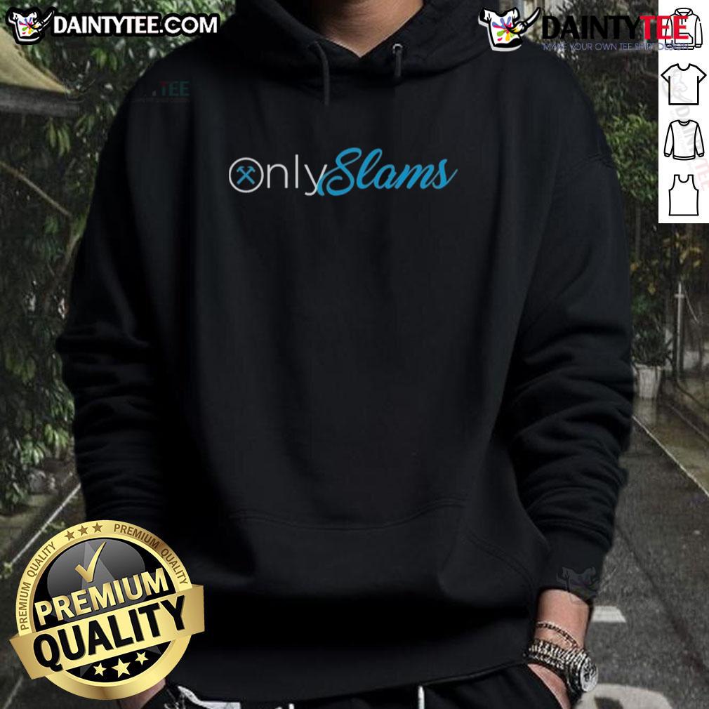 Good Only Slams OnlyFans hoodie displayed on a hanger, showcasing its stylish design and vibrant colors.