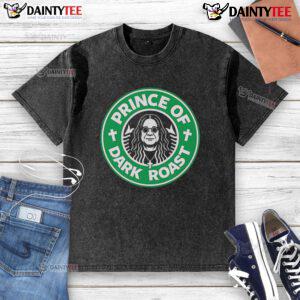 Good Osbourne Tribute Coffee 'Prince of Dark Roast' washed t-shirt, featuring a vintage design for coffee lovers.