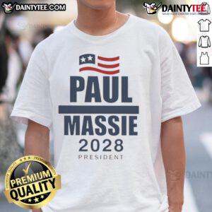 Alt Text: Good Paul Massie 2025 President T-Shirt featuring bold graphic design and campaign colors for supporters.
