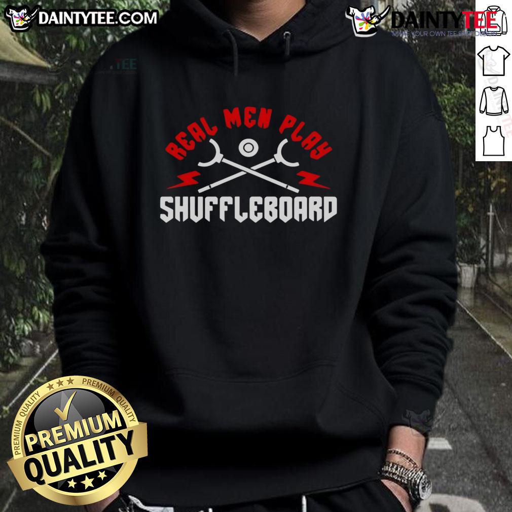 Alt Text: Good Real Men Play Shuffleboard Hoodie in stylish design, perfect for shuffleboard enthusiasts and casual wear.