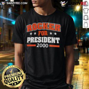 Good Rocker For President 2000 T-Shirt featuring bold graphic design and vibrant colors, perfect for political campaign fans.