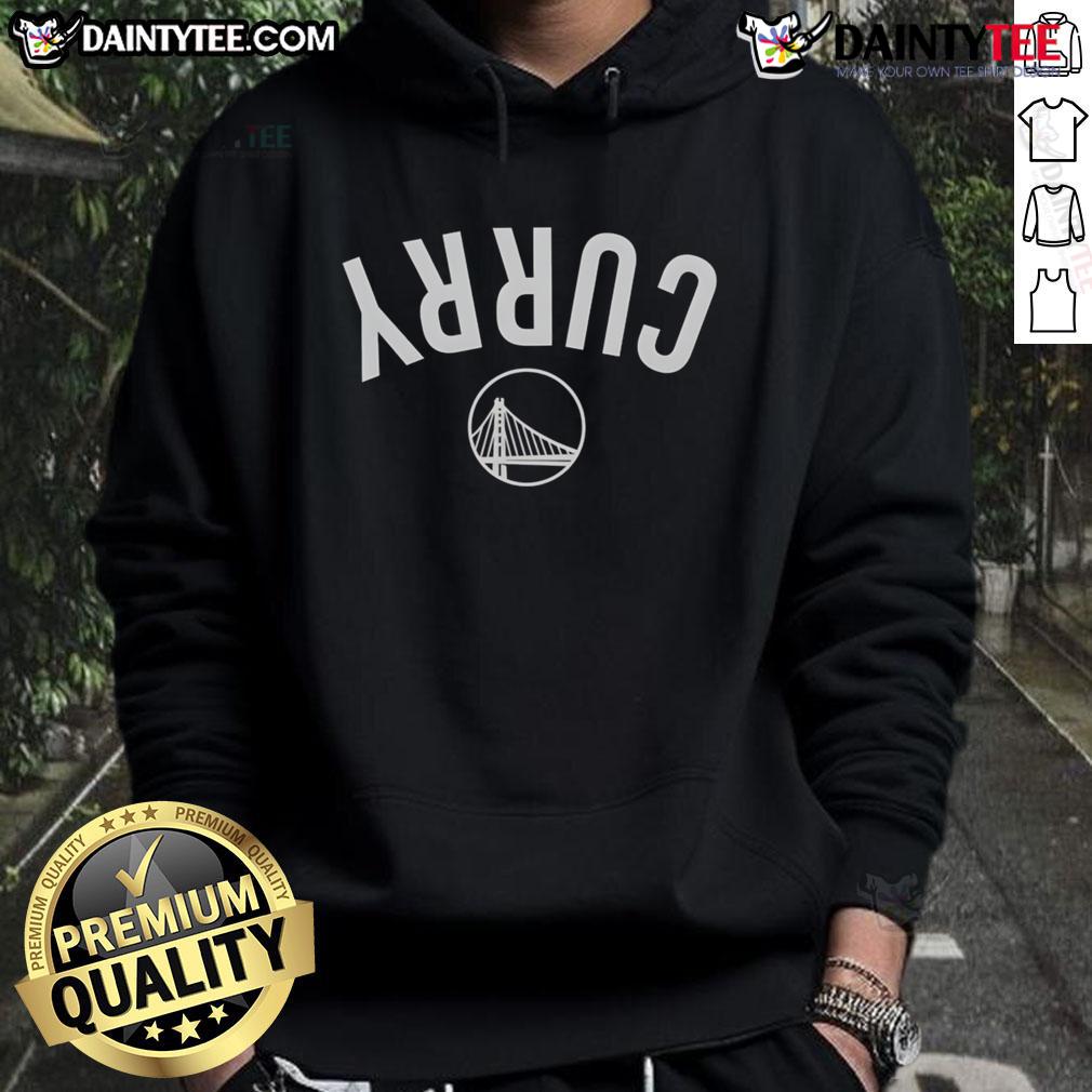 Steph Curry wearing a Golden State Warriors inverted hoodie, showcasing team spirit and stylish athletic wear.