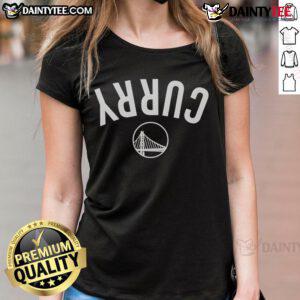 Good Steph Curry Golden State Warriors invert upside ladies tee featuring vibrant design and team colors.