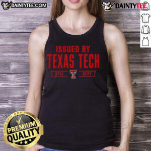 Texas Tech Red Raiders tank top issued by Texas Tech Athletic Department, showcasing school spirit and athletic pride.