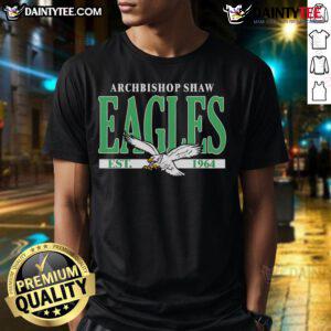 Happy Philadelphia Eagles Archbishop Shaw Eagles Est 1964 T-Shirt featuring vibrant team colors and logo design.