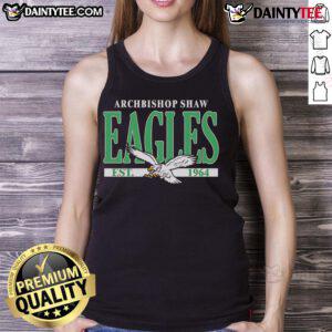 Happy Philadelphia Eagles tank top featuring Archbishop Shaw Eagles logo, established 1964, perfect for game day wear.