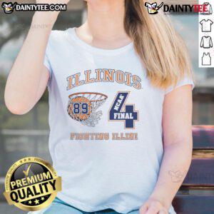 Alt Text: Vintage '89 Final Four Ladies Tee featuring the Nice Illinois Fighting Illini logo in a stylish design.