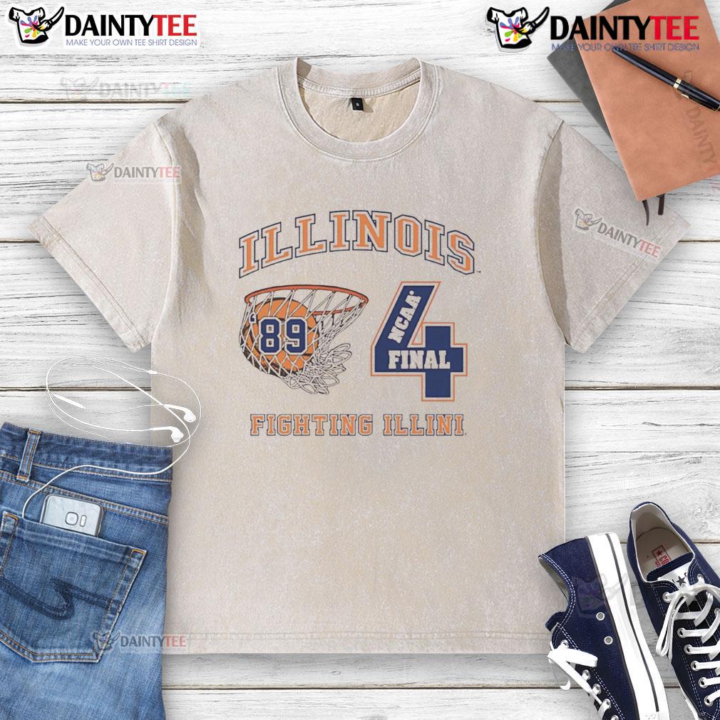 Vintage 1989 Final Four washed t-shirt featuring the Illinois Fighting Illini logo, perfect for fans and collectors.