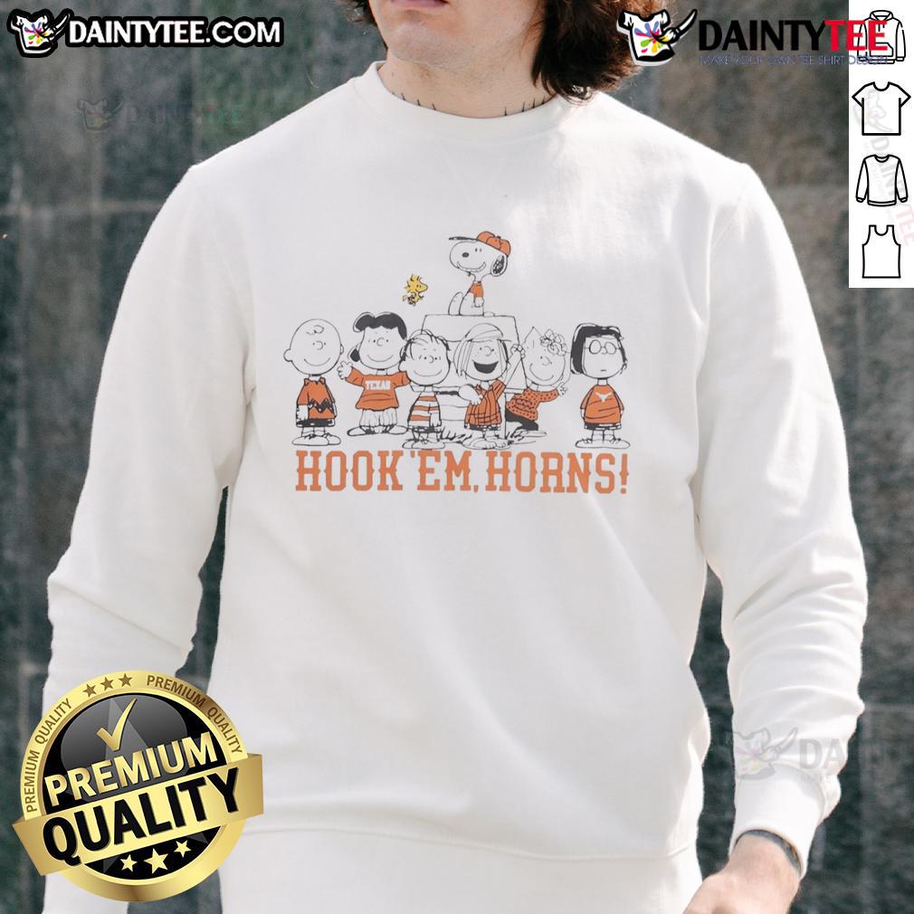 Nice Texas Longhorns Snoopy and Friends Hook 'Em Horns sweatshirt featuring vibrant graphics and cozy design.