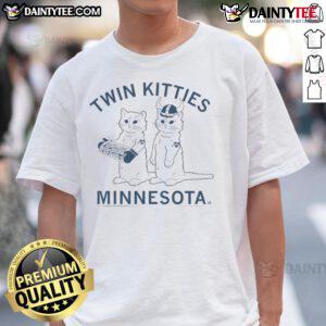 Adorable twin kitties featured on a Minnesota cat T-shirt, perfect for feline lovers and cat enthusiasts.