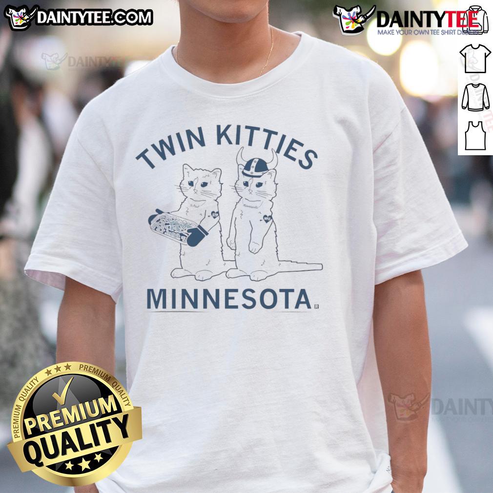Adorable twin kitties featured on a Minnesota cat T-shirt, perfect for feline lovers and cat enthusiasts.