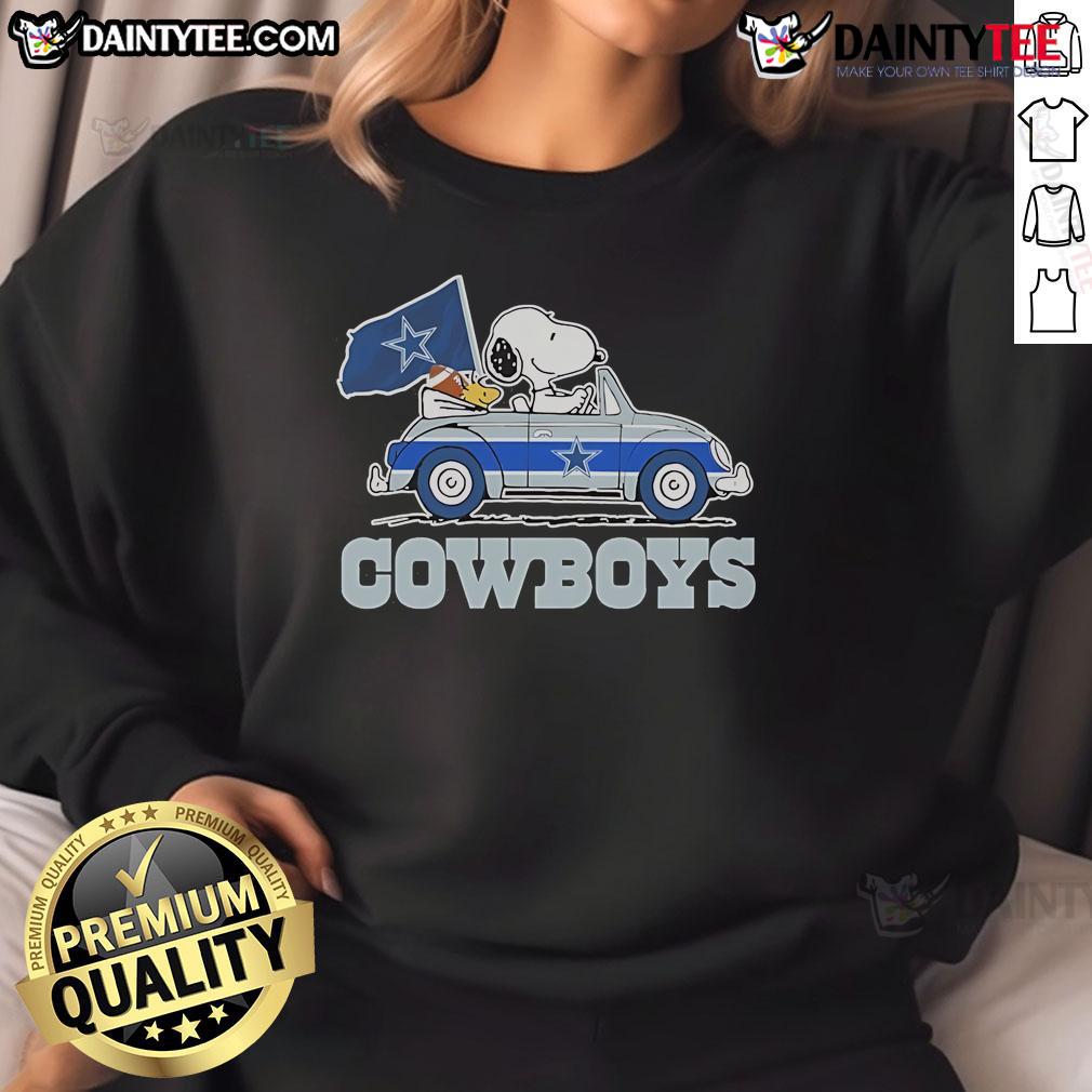 Alt Text: Official 2025 Snoopy and Woodstock car logo sweatshirt featuring a cowboy theme, perfect for Peanuts fans.