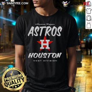Official American League Houston Astros West Division T-Shirt featuring team logo and vibrant colors for fans.