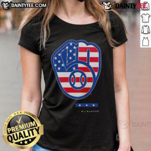Official Anthracite Milwaukee Brewers Americana Logo Ladies Tee showcasing a stylish design for true fans.