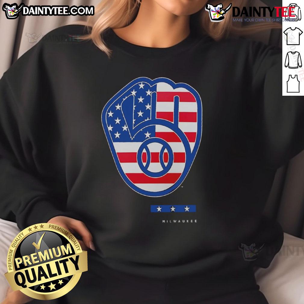 Official Anthracite Milwaukee Brewers Americana Logo Sweatshirt featuring a stylish design for fans.
