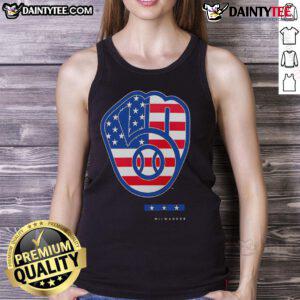 Official Anthracite Milwaukee Brewers Americana Logo Tank Top featuring a stylish design for baseball fans.