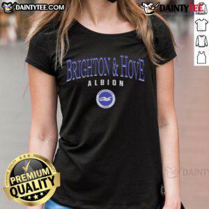 Official Brighton and Hove Albion Arch Letter Ladies Tee in stylish design, perfect for fans and casual wear.
