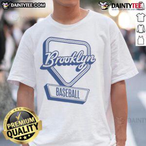 Official Brooklyn Baseball Home Plate Log T-Shirt featuring classic design and team logo for fans and collectors.