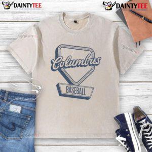 Official Columbus Baseball Home Plate Log Washed T-Shirt featuring a vintage design, perfect for fans and casual wear.