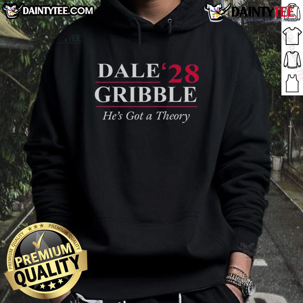 Dale Gribble wearing the Official Dale28 Gribble He's Got A Theory Hoodie, showcasing a fun and quirky design.