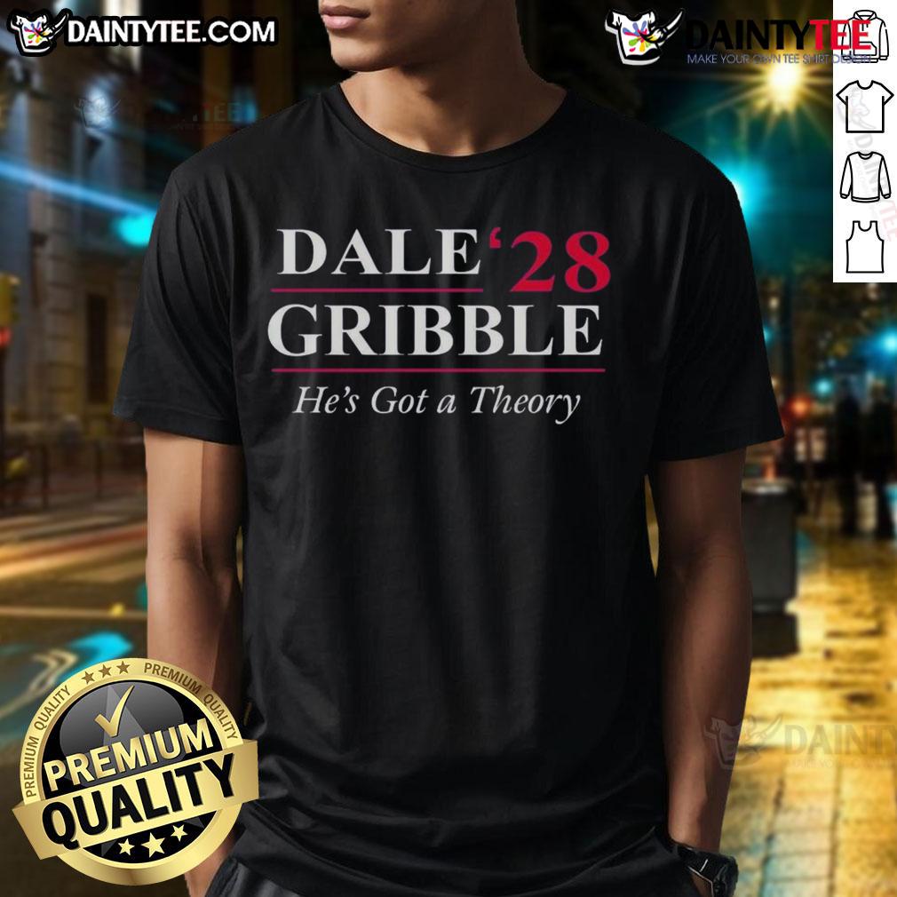 Alt Text: Official Dale Gribble 'He's Got A Theory' T-Shirt featuring a humorous design, perfect for fans of King of the Hill.