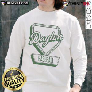 Official Dayton Baseball Home Plate Log Sweatshirt featuring a stylish design for fans and players alike.