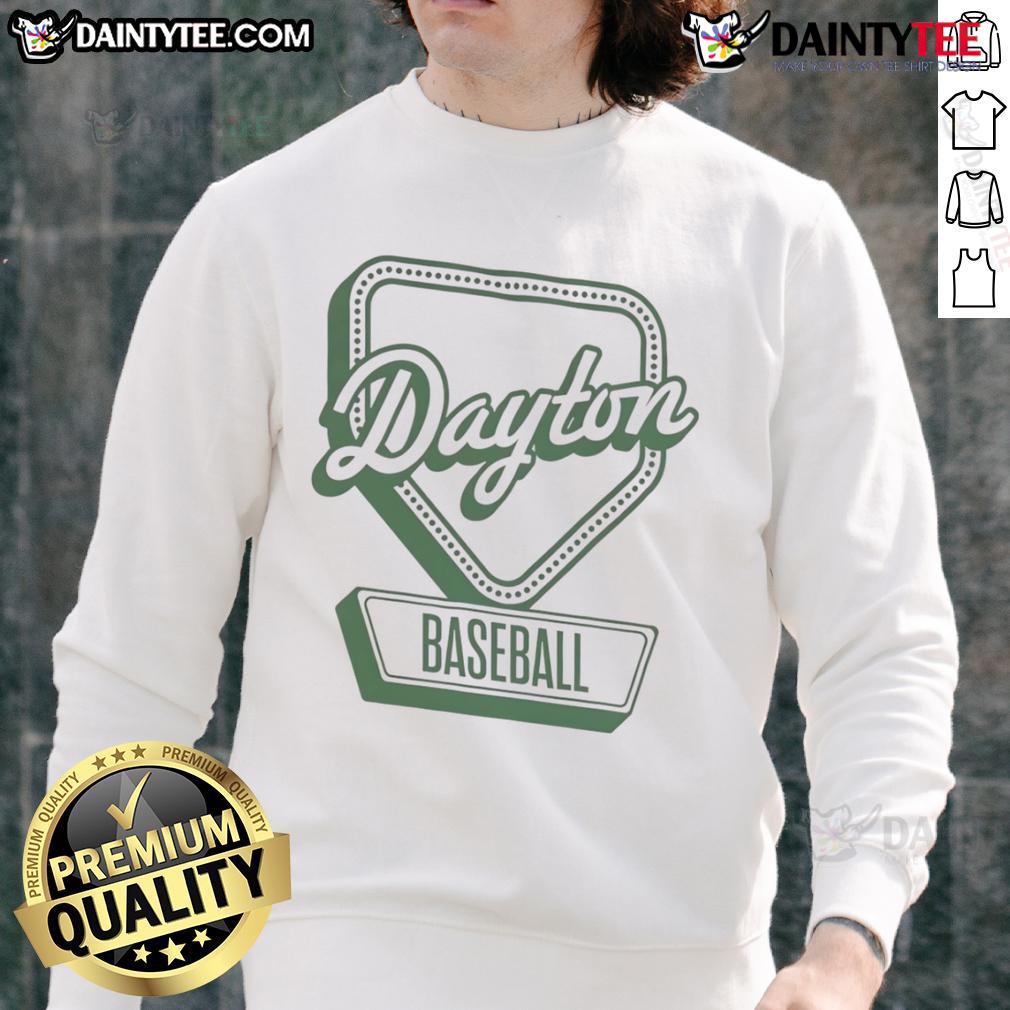 Official Dayton Baseball Home Plate Log Sweatshirt featuring a stylish design for fans and players alike.