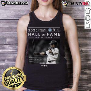 Ichiro Suzuki tank top celebrating 4,367 hits, featuring Seattle Mariners, Yankees, Marlins, Hall of Fame 2025 design.