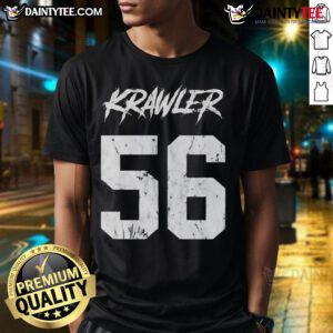 Alt Text: Official Katic Krawlers 56 T-Shirt displayed on a mannequin, showcasing its vibrant design and comfortable fit.